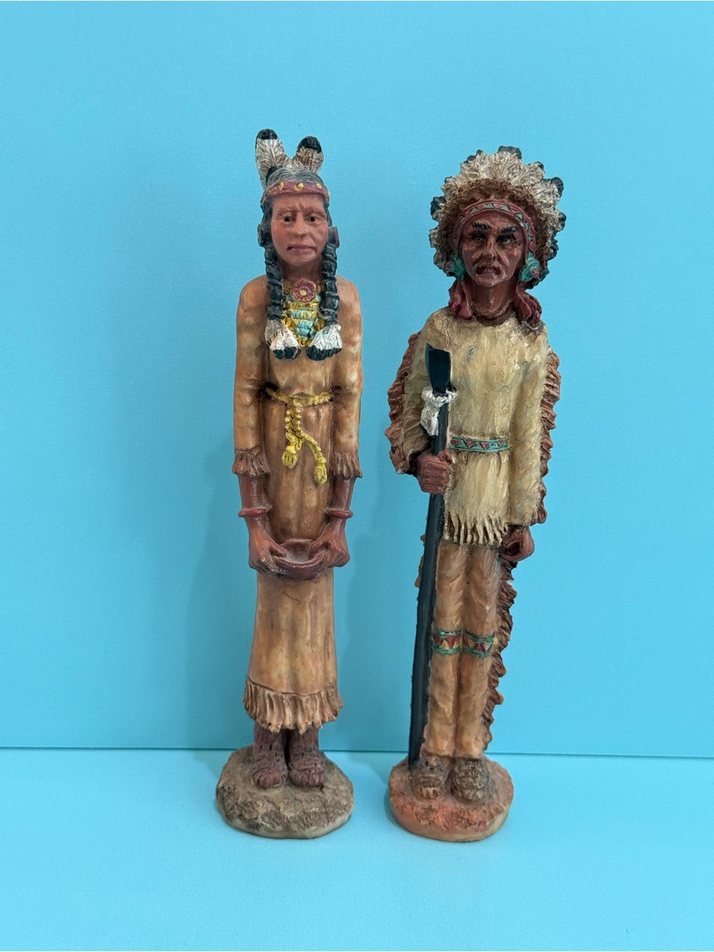 Vintage Navajo Native American Warrior and Wife Figurines